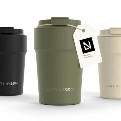 Abbildung von LARS NYSØM Thermo Kaffeebecher to go 380ml Travel Mug 0,38 Liter mit Isolierung Auslaufsicherer Edelstahl Thermobecher für Kaffee und Tee unterwegs Teebecher (Olive Green, 380ml)
