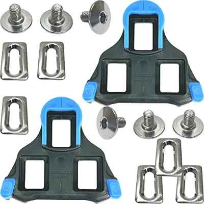 Abbildung von SHIMANO SPD SL Rennrad Road Schuhplatten Cleats für klick Pedale (SH 12 not Fixed (vorne mittig drehend) blau)