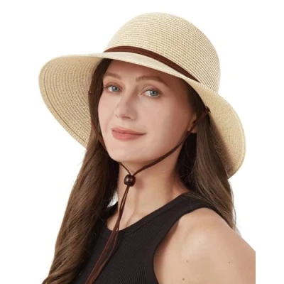 Abbildung von Zylioo XL/XXL Strohhut Sonnenhut Damen für Großen Kopf, Stroh Strandmütze mit Breiter Krempe,UV Schutz Sommerhut