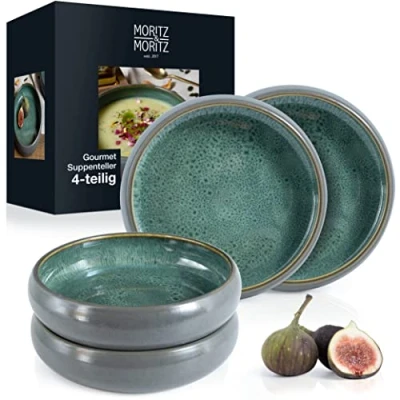 Abbildung von Moritz &amp; SOLID 4x Suppenteller Steinzeug 19cm Bowl Schüssel aus für Suppe, Nudeln, Salat oder Müsli