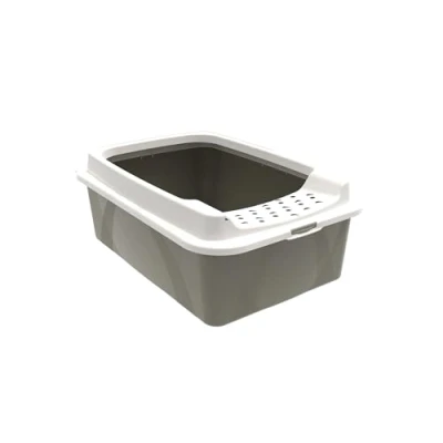 Abbildung von Rotho MyPet Eco Bonnie Katzenklo mit Top Eingang, Kunststoff (PP recycelt), beige/weiss, M (57.2 x 39.3 20.9 cm)