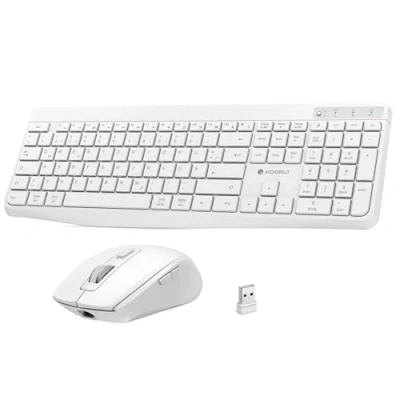 Abbildung von KOORUI Tastatur und Maus Kabellos, Wiederaufladbar Leise Set Deutsches Layout QWERTZ mit 12 Funktionstasten 2.4 GHz für Windows, MacOS, Linux Weiß