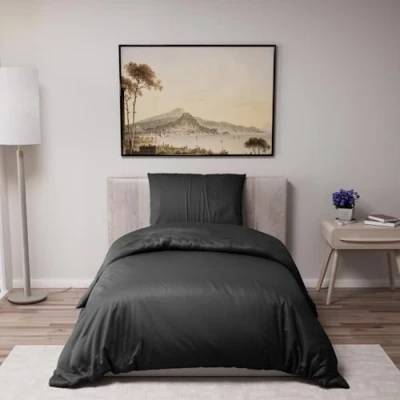 Abbildung von Dreamzie Bettwäsche Set 135x200 cm mit 1 Kissenbezügen 50x70 Schwarz Bettbezug Einzelbett aus 100% Mikrofaser Zertifiziert ohne Chemikalien (Oeko TEX)