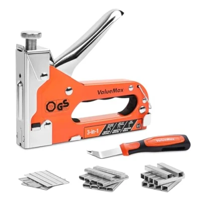 Abbildung von ValueMax 3 in 1 Handtacker Set mit 3000 Klammern TÜV GS geprüft Profi Tacker für Holz, Typ 140/28/8 leistungsstarker Tackerpistole einstellbarer Schusskraft Dekoration, Möbel
