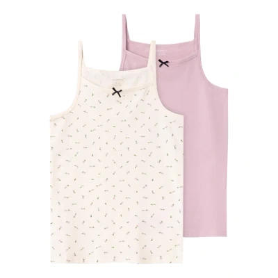 Abbildung von Name it Nkfstrap Floral 2 PACK Unterhemd/shirt für Kinder, Größe: 158/164, Buttercream