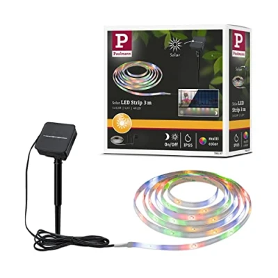 Abbildung von Paulmann 78897 LED Stripe Solar 3m inkl. Dämmerungssensor und Akku IP44 0,3W 16LEDs/m RGBY Schwarz Kunststoff