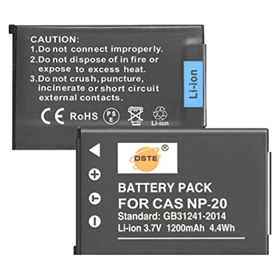 Abbildung von DSTE Ersatz Akku für Casio NP 20 Exilim EX M1 M2 M20 M20U S1 Z5 Z6 Z65 Z7 Z8 S100 S100WE S1PM S2 S20 0U S3 S500 S500EO S500GY