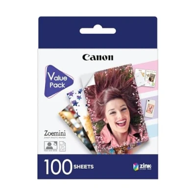 Abbildung von Canon ZP 2030 Original ZINK Photo Paper 100 Sheets for Zoemini Instant Camera / Printer (Paper Size 5 x 7.6 cm, Sticker without Border, Adhesive Backing, No Smudging, Water Repellent