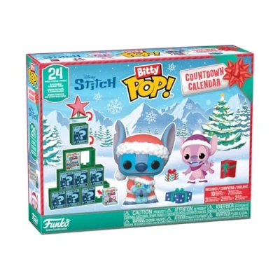 Abbildung von Funko Bitty Pop! Countdown Calendar: Stitch Holiday Lilo and Adventskalender 24 Tage der Überraschung Vinyl Minifigur Zum Sammelns Mystery Box Geschenkidee