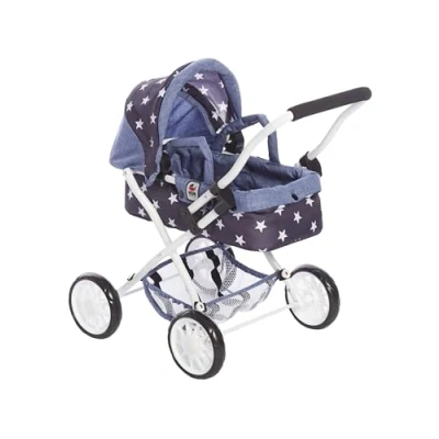 Abbildung von Bayer Chic 2000 Puppenwagen Smarty, Kleiner Kinderpuppenwagen für Kinder ab 2 Jahren, Spielzeugkinderwagen, Sternchen, Navy