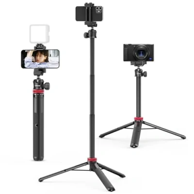 Abbildung von ULANZI MT 44 Handy Stativ 147cm, Selfie Stick mit Fernbedienung, Kamera 360 Kugelkopf, Cold Shoe, Kompakt Reisestativ Dreibein für Sony Samsung Canon iPhone 16 15 14 13