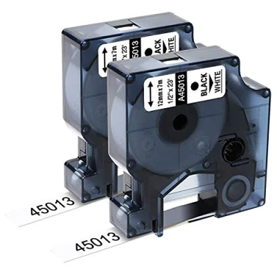 Abbildung von Upwinning Kompatibel Dymo D1 45013 Etikettenband 12mm x 7m S0720530 für LabelManager 160 LM280 500TS 420P 360D 100 200 210D, als Ersatz A45013 Schwarz auf Weiß Bänder, 2er Pack