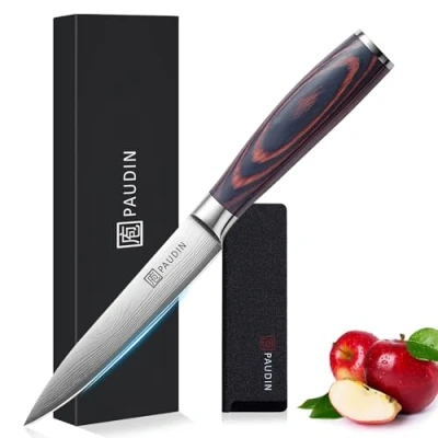 Abbildung von PAUDIN Kochmesser Allzweckmesser Profi 13 cm Scharf Küchenmesser Chefmesser aus rostfreiem Deutscher Edelstahl mit ergonomischem Griff