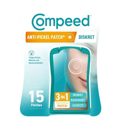 Abbildung von Compeed Anti Pickel* Patch Diskret Reinigt, kaschiert und schützt Hydrokolloid Pickel Patches* Ideal Für die Anwendung am Tag gezielte Bereiche 15 Patches 1.5x1.5cm