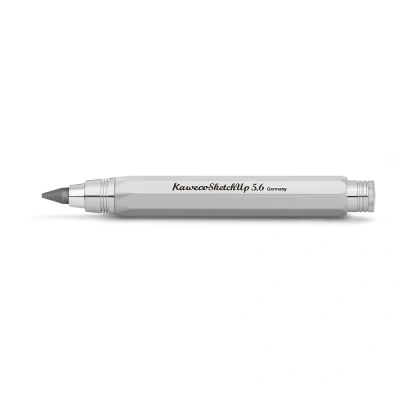 Abbildung von Kaweco Sketch Up Fallbleistift Satin Chrome 5,6 mm 5B I Minenbleistift aus massivem Metall in oktogonalem Acht Kant Design