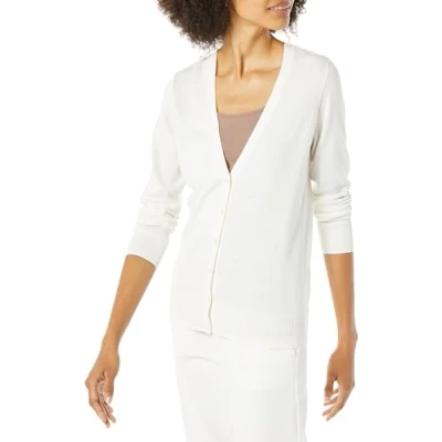 Abbildung von Amazon Essentials Damen Leichter Cardigan mit V Ausschnitt (in Übergröße erhältlich), Elfenbein, M