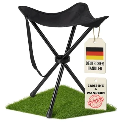 Abbildung von Dreibeinhocker faltbar 550g ultraleichter Camping Hocker 3 Bein Klapphocker 40cm Höhe, 30cm Sitzfläche bis 100kg belastbar tragbarer Festival Sitz für Messen, Festivals und Outdoor Wanderung