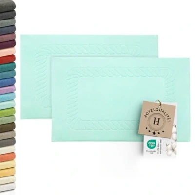 Abbildung von ZOLLNER 2er Set Badematten weiche und saugstarke Duschvorleger waschbar bis 95C Baumwolle 50x70 cm in Mint