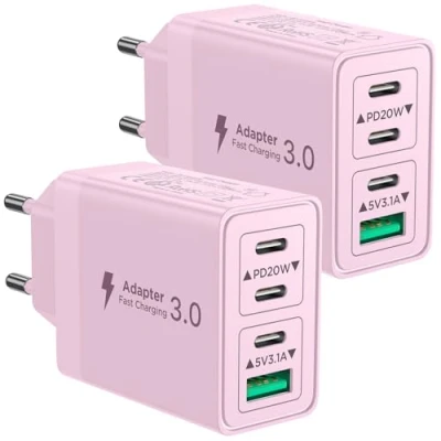 Abbildung von 2 Pack USB C Ladegerät, Aioneus 4 Port Netzteil Stecker 40W Schnellladegerät PD 3.0 Power Adapter Ladegerät Mehrfach für iPhone 16 15 Plus 14 Pro Max 13 12 Mini 11,Samsung,Handys Charger