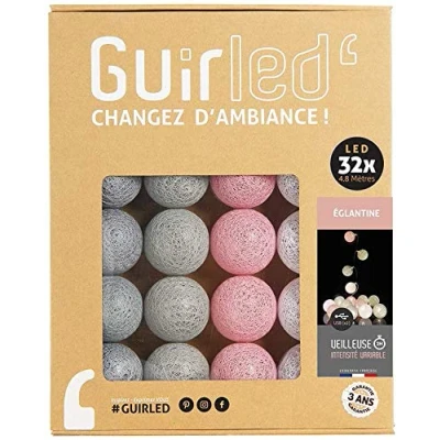 Abbildung von GuirLED LED Baumwollkugeln Lichterkette USB Baby Nachtlicht 2h Dual 2A Netzteil enthalten 3 Intensitäten 32 Kugeln 3.2m Églantine
