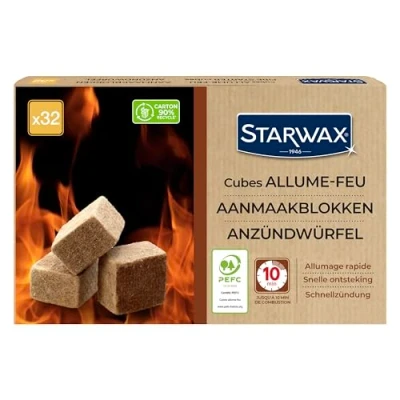 Abbildung von STARWAX Anzündwürfel Brenndauer bis 10 min Schnelles Anzünden Beeinträchtigen Nicht den Geschmack der Speisen PEFC 32 Würfel, Beige