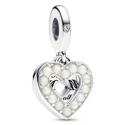 Abbildung von Pandora Heart MUM Double Dangle Charm, Damen, Größe: One Size, Sterling silver