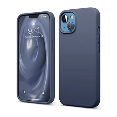 Abbildung von elago Liquid Silicone Case Kompatibel mit iPhone 13 Hülle (6,1&quot;), Hochwertiges Silikon, Rundumschutz Handyhülle : 3 Layer Struktur Schutzhülle, Kratzfestes Weiches Mikrofaserfutter (Dunkelblau)