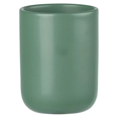 Abbildung von Allstar Zahnputzbecher Olinda, Zahnbürstenhalter in konischer Form, Mundspülbecher mattiertem Finish, hergestellt aus Keramik, idealer Zahnbecher für Zahnbürste, Zahnpasta, Ø 7,6 x 10 cm, Grün