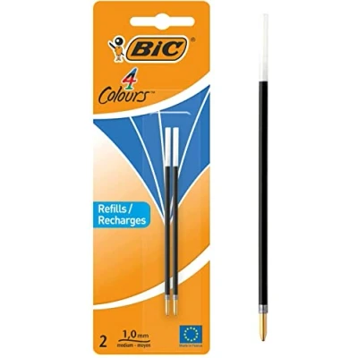 Abbildung von BIC 4 Farben Kugelschreiberminen blau Colours, 2er Pack, dokumentenechte Tinte, Kugeldurchmesser 1.0 mm, Strichstärke 0.4 mm