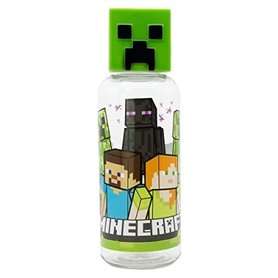 Abbildung von Stor Minecraft Wiederverwendbare Plastikwasserflasche für Jungen und Mädchen Kinderdesign mit 3D Figur 560 ml Fassungsvermögen Bpa frei