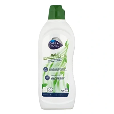 Abbildung von CARE + PROTECT Ökologisches Gechirrspüler Gel / hypoallergen tierversuchsfrei biologisch abbaubar Geschirrspülmittel, Entfetter und Klarspüler 650 ml bis zu 38 Spülgänge