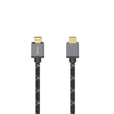 Abbildung von Hama Premium HDMI Kabel 2 Meter Ultra High Speed (Exzellentes Monitorkabel 4K / 8K, 48 Gbit/s, UHD Bildschirmkabel eARC, Ethernet, HDR, Aramidfaser Kabelmantel, 2.1 120 Hz/60 Hz) 2m