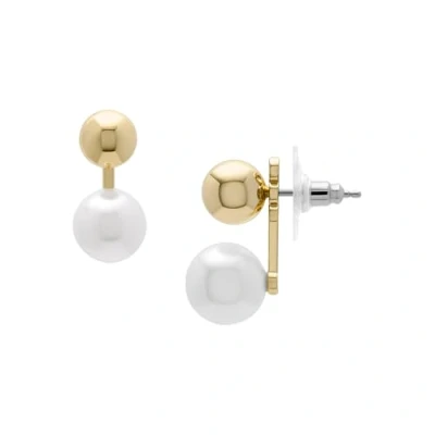 Abbildung von Fossil Damen Ohrringe aus Messing mit Ohrsteckerverschluss, Creme Gold