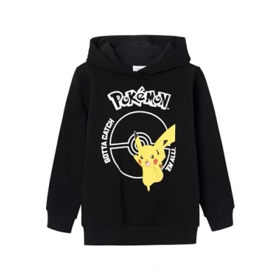 Abbildung von Name it Nkmnoscar Pokemon Unisex Kapuzenpullover für Kinder, Größe: 122/128, Black