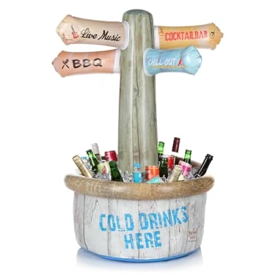Abbildung von FunX Aufblasbarer Getränkekühler Wegweiser Party und Festival Accessoire im Beach Look Ideal für Gartenpartys, Sommerpartys Poolpartys 60 x 90 cm