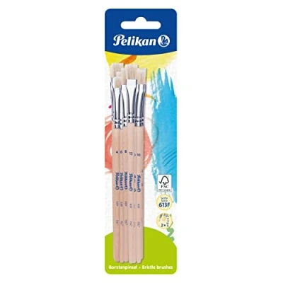 Abbildung von Pelikan 720409 Borsten Pinsel (Sorte: 613F) Inhalt je Größe 2 x 4, 6, 8, 10 und 12