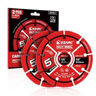 Abbildung von EZARC Carbide Multi Wheel Trennscheiben 125mm x 22.2mm, für Holz, Holz mit Nägeln, Laminat, Kunststoff, Gips, 2er Pack