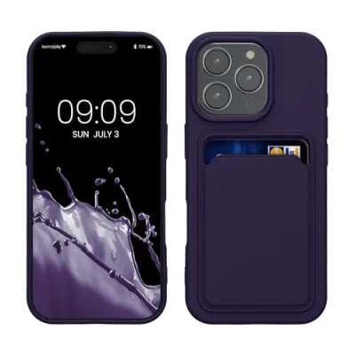Abbildung von kwmobile Handyhülle kompatibel mit Apple iPhone 16 Pro Hülle Handy Cover Fach für Karten in Baltik Blau