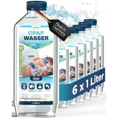 Abbildung von 6x Qindoo CPAP Wasser I bidest für Sauerstoffgerät, Inhalator, Luftbefeuchter, Verdampfer, Bedampfer, Atemgas Befeuchtung Geräte (6 Liter)