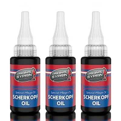 Abbildung von Original Syprin Scherkopf Öl für Haarschneidemaschinen Haarschneider Rasierer Trimmer I Scherkopföl Friseurbedarf Schermaschinenöl Feinmechanik 3er set