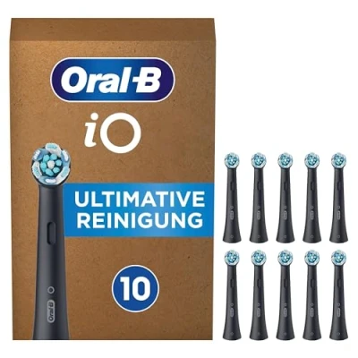 Abbildung von Oral B iO ultimative Reinigung Aufsteckbürsten für elektrische Zahnbürste, 10 Stück, Zahnreinigung, Zahnbürstenaufsatz Zahnbürsten, briefkastenfähige Verpackung, schwarz