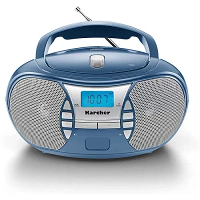 Abbildung von Karcher RR 5025 C tragbares CD Radio (CD Player, Boomboxen, UKW Radio, Batterie/Netzbetrieb, AUX In) blau