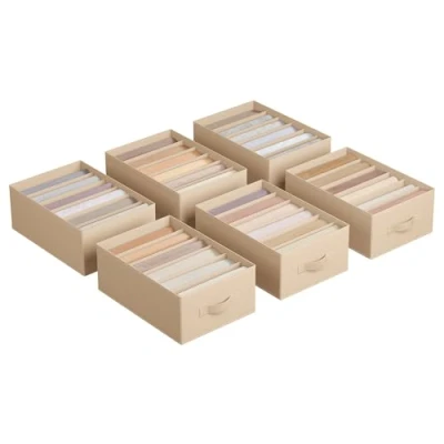 Abbildung von SONGMICS Kleiderschrank Organizer 6er Set, Aufbewahrungsbox 6 Fächer, Schubladen Ordnungssystem, Ordnungsboxen faltbar, 42 x 30 17 cm, für Hosen, Kleidung, sandbeige RUS009K02