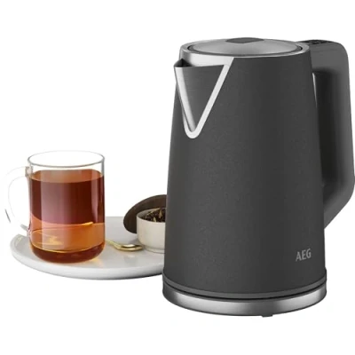 Abbildung von AEG Wasserkocher Deli 5 2400 Watt einstellbare Temperaturstufen 1,7 l automatische Sicherheitsabschaltung Anti Tropf , Turbo und Warmhaltefunktion Energiesparend Anthrazit K5 1 6AN