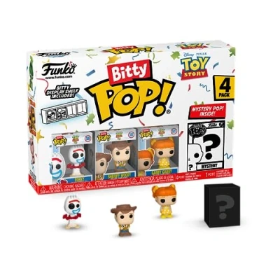 Abbildung von Funko Bitty Pop! Toy Story Forky 4PK Forky, Woody, Gabby und eine Überraschungs Mini Figur 0.9 Inch (2.2 cm) die Toys Sind Los! Sammlerstück Stapelbares Display Regal Inklusive