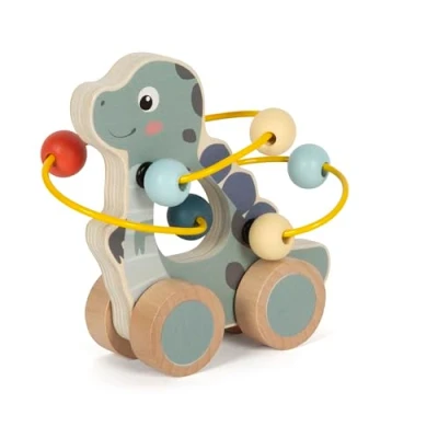 Abbildung von small foot Schiebetier mit Motorikschleife „Dino“, aus FSC 100% zertifiziertem Holz, für Kinder ab 12 Monaten, 12615