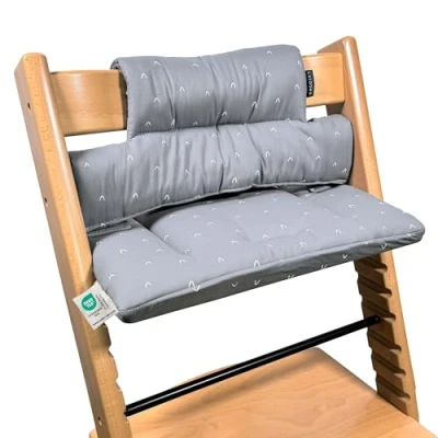 Abbildung von LaLoona Sitzauflage/Hochstuhl Kissen für Stokke Tripp Trapp 2 teiliges Sitzkissen aus Baumwolle, OEKOTEX Standard 100, hautfreundlich &amp; maschinenwaschbar Grau Gemustert