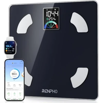 Abbildung von RENPHO Körperfettwaage, Bluetooth Waage mit Körperfett und Muskelmasse, Personenwaage Digital großem Anzeige App, 180kg, 13 Körpermaße, Elis 1