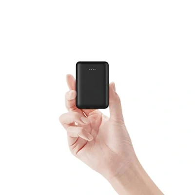 Abbildung von Mini Power Bank, 10.000 mAh, ultrakompakt, 2 USB Anschlüsse, 2,4 A, Schnellladung, Backup Akku, tragbares Ladegerät, universell für iPhone, iPad, Huawei, Samsung, alle Smartphones