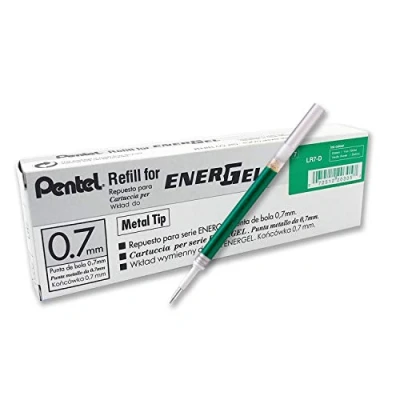 Abbildung von Pentel LR7 DX Nachfüllmine für EnerGel Stifte, 0,7 mm Kugelspitze, grün, 12 Stück